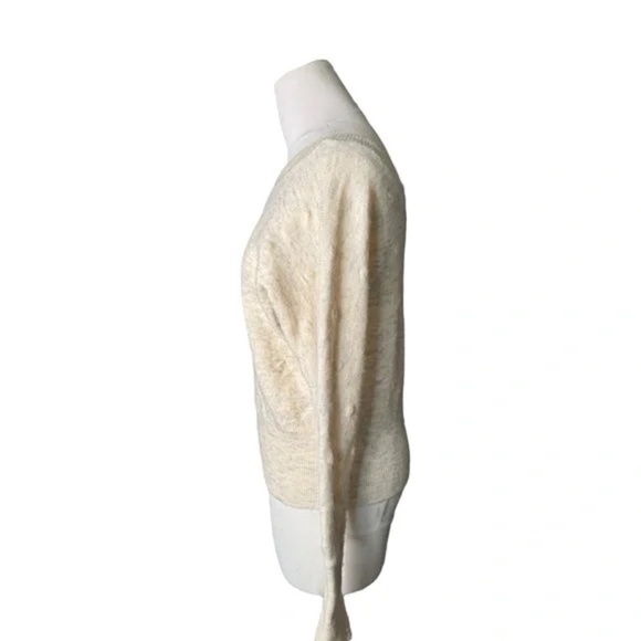 William Rast Oatmeal Grey Back V Neck Sweater Polka Dot Alpaca Womens XS - Picture 4 of 5